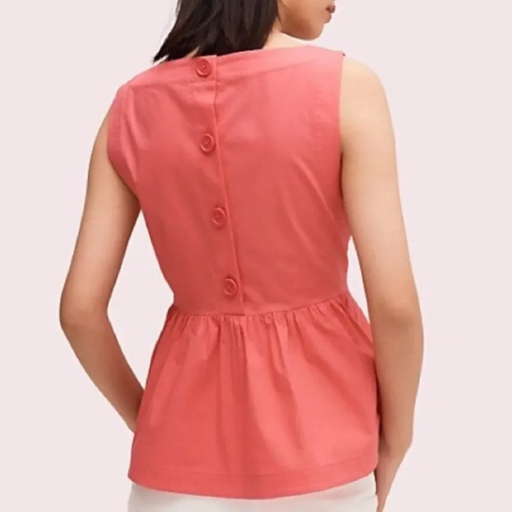 Kate Spade Shore Thing Button Back Peach Sherbet Peplum Top Coral- Size 6